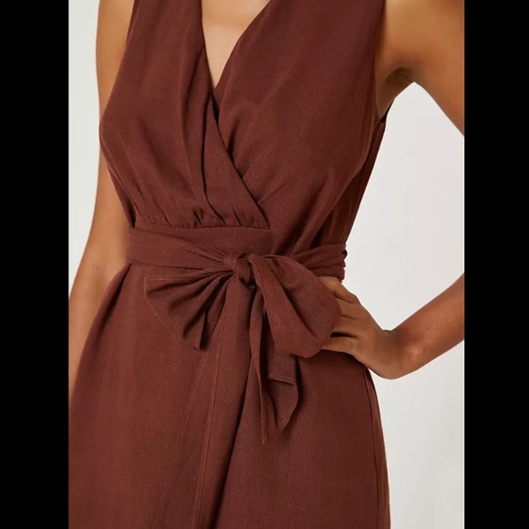ANTHROPOLOGIE Linen Wrap Mini Dress medium - Picture 4 of 4